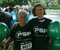 Liz Clifford and Patty Wright triumphantly complete the Women's 5K PSP Charity Run - web.jpg